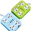 The green and blue dual-color conversion socket power strip features multi-hole sockets and USB interfaces Item Picture